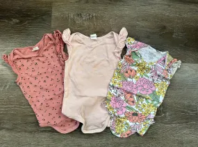 3 Summer Onesies Pink and Floral Size 18-24 months H&M, Kids 24 Month (18-24M)