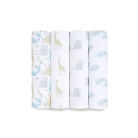 aden   anais Essentials Cotton Muslin Swaddle Blankets - Natural History - 4 Pack