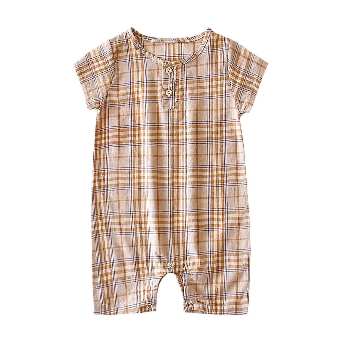 Baby Boy Plaid Casual Short Sleeve Summer Romper