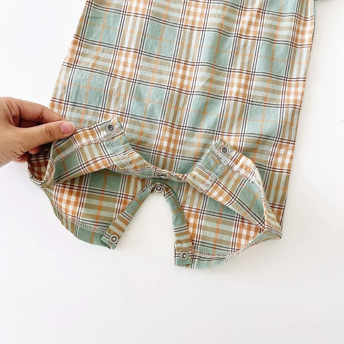 Baby Boy Plaid Casual Short Sleeve Summer Romper