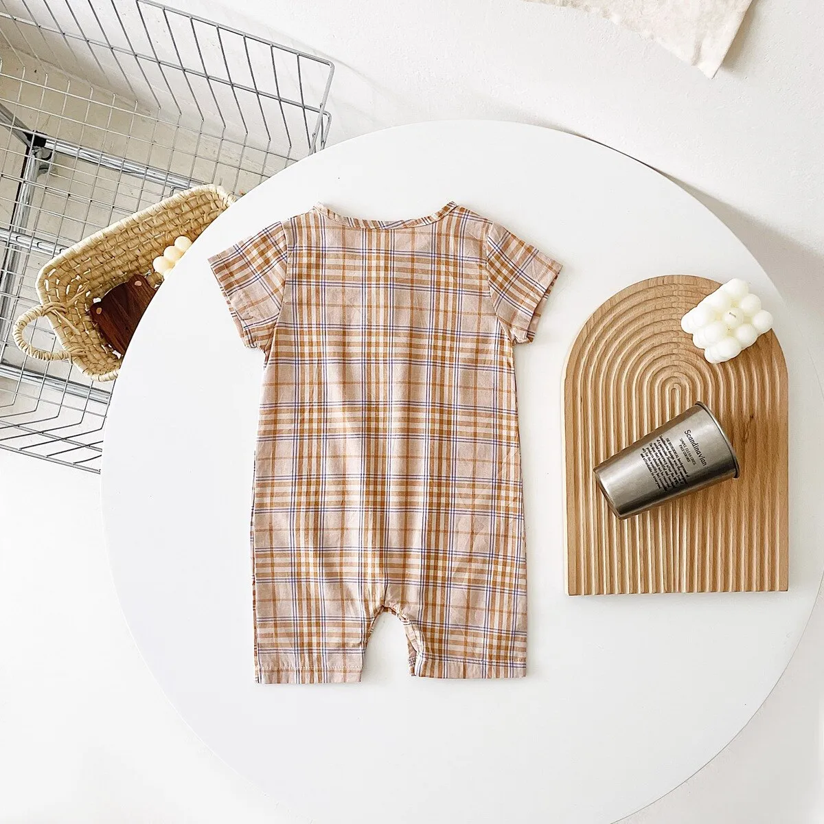 Baby Boy Plaid Casual Short Sleeve Summer Romper