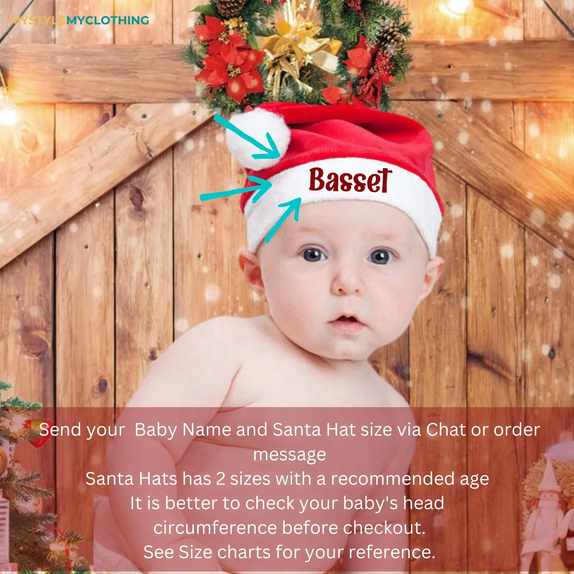 Baby Christmas and New Year Holiday Onesies Set with Customized Santa Hat