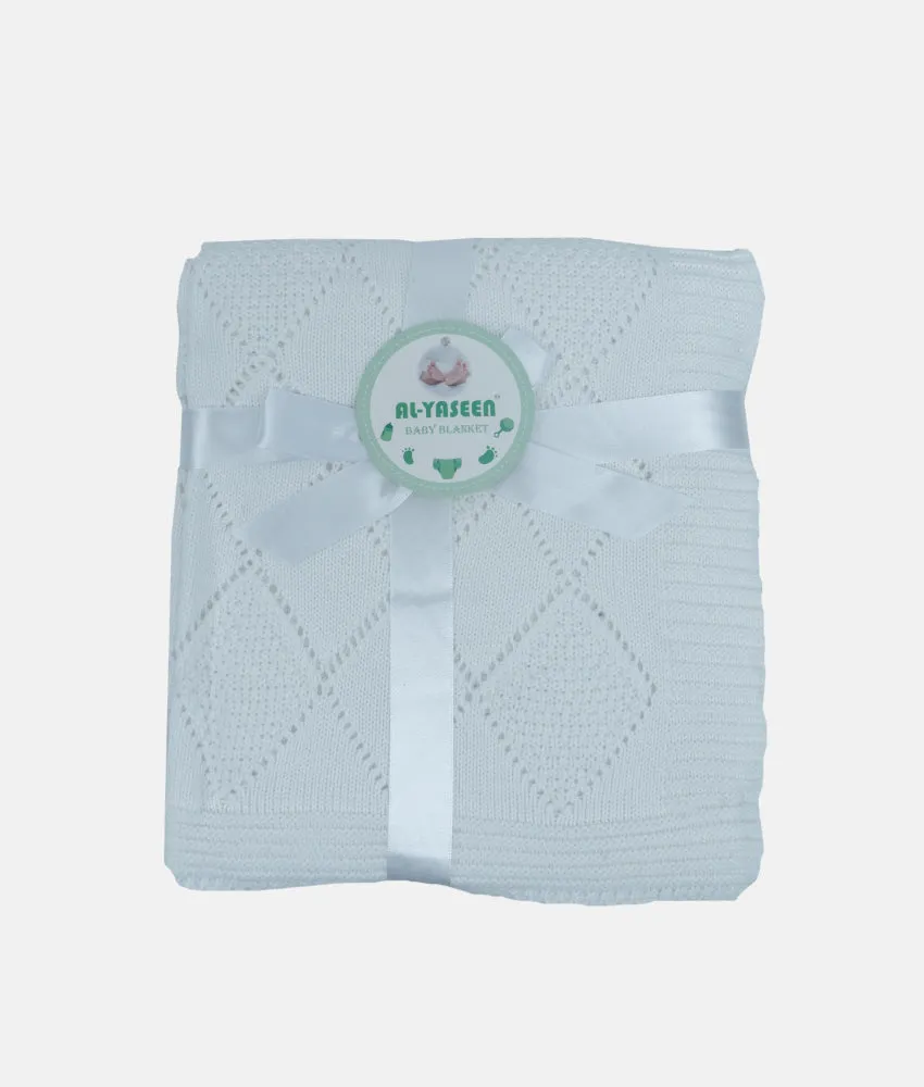 Baby Cotton Knitted Blanket - White
