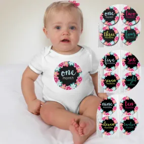 Baby Custom Monthly Onesies - Flower Garland