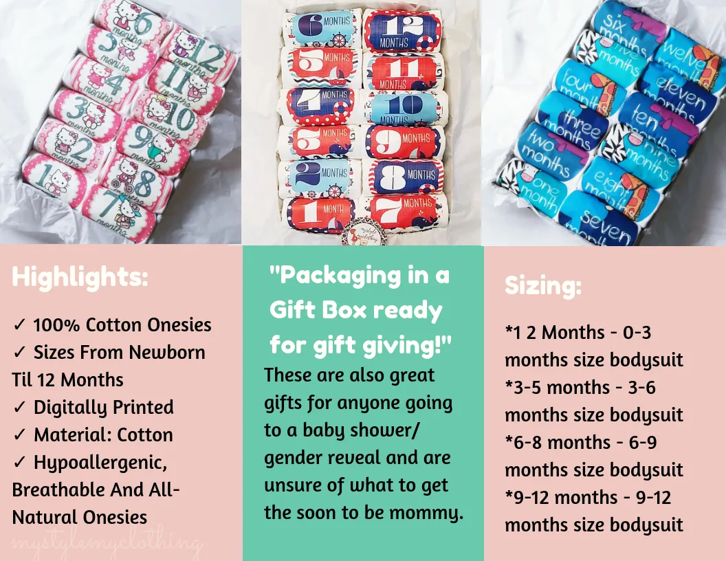 Baby Custom Monthly Onesies - Forest Animals
