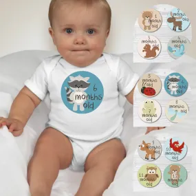 Baby Custom Monthly Onesies - Forest Animals