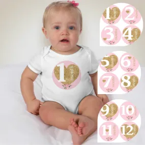 Baby Custom Monthly Onesies - Gold Heart
