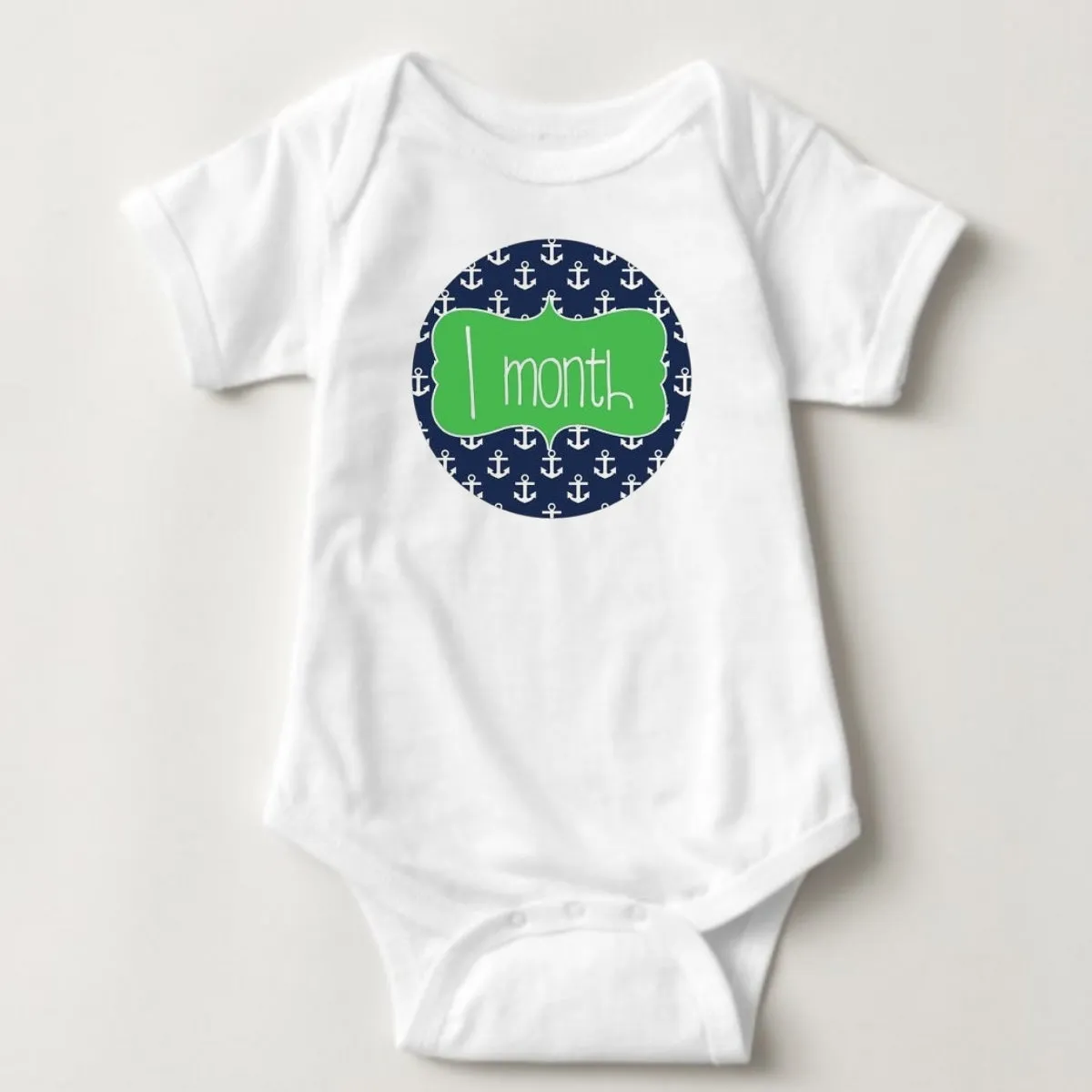 Baby Custom Monthly Onesies - Nautical BG