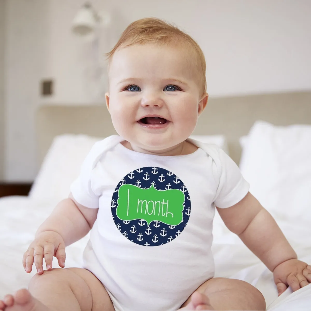 Baby Custom Monthly Onesies - Nautical BG