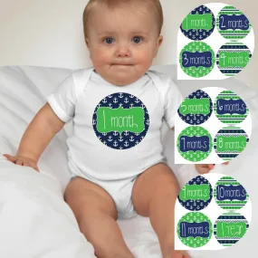 Baby Custom Monthly Onesies - Nautical BG
