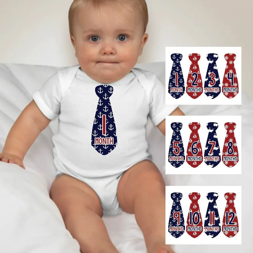 Baby Custom Monthly Onesies - Sailor Necktie