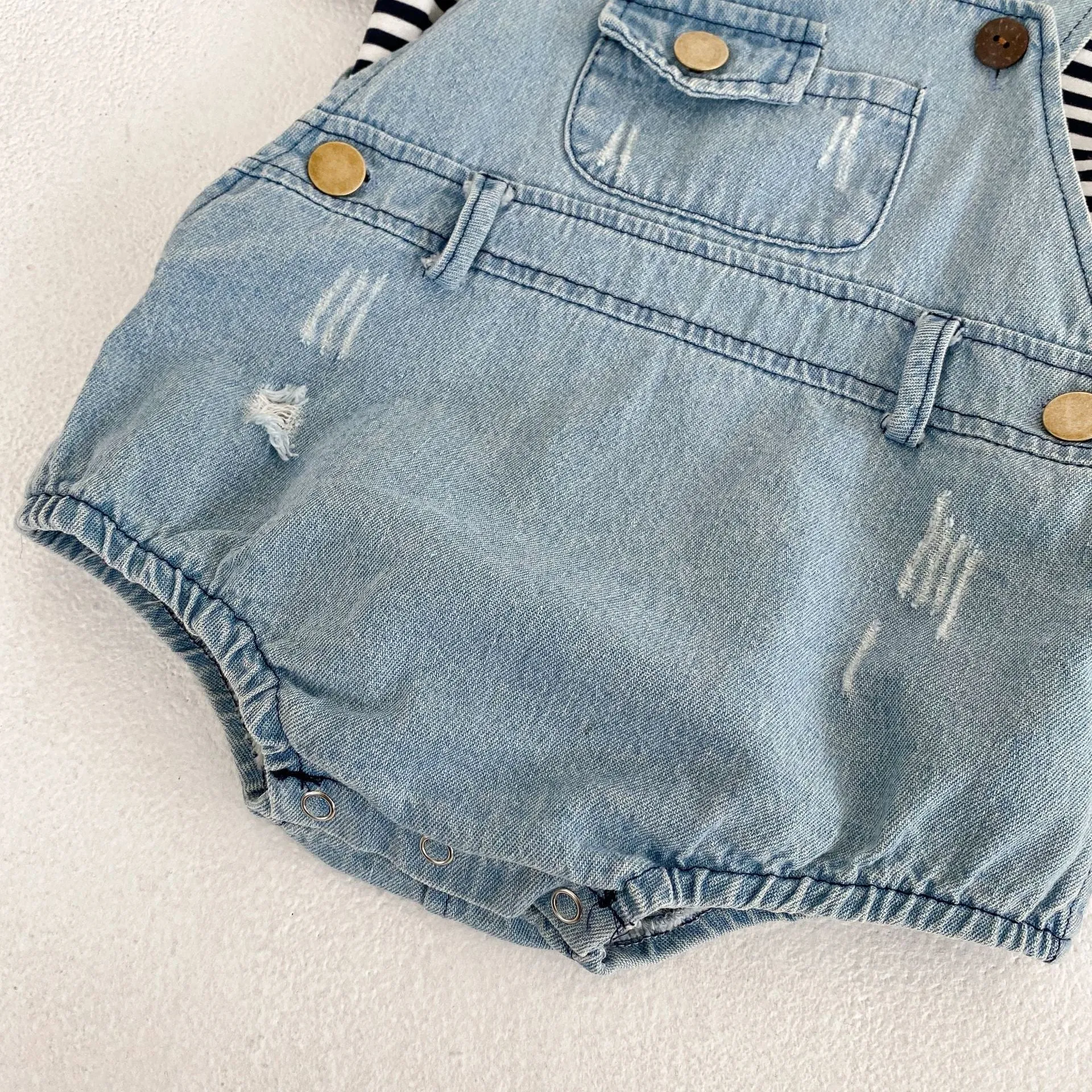Baby Girls Striped T-Shirts And Ripped Rompers Wholesale 230228517