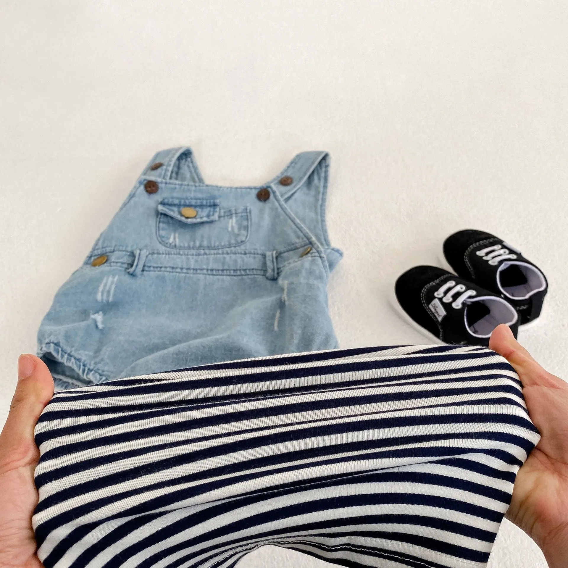 Baby Girls Striped T-Shirts And Ripped Rompers Wholesale 230228517