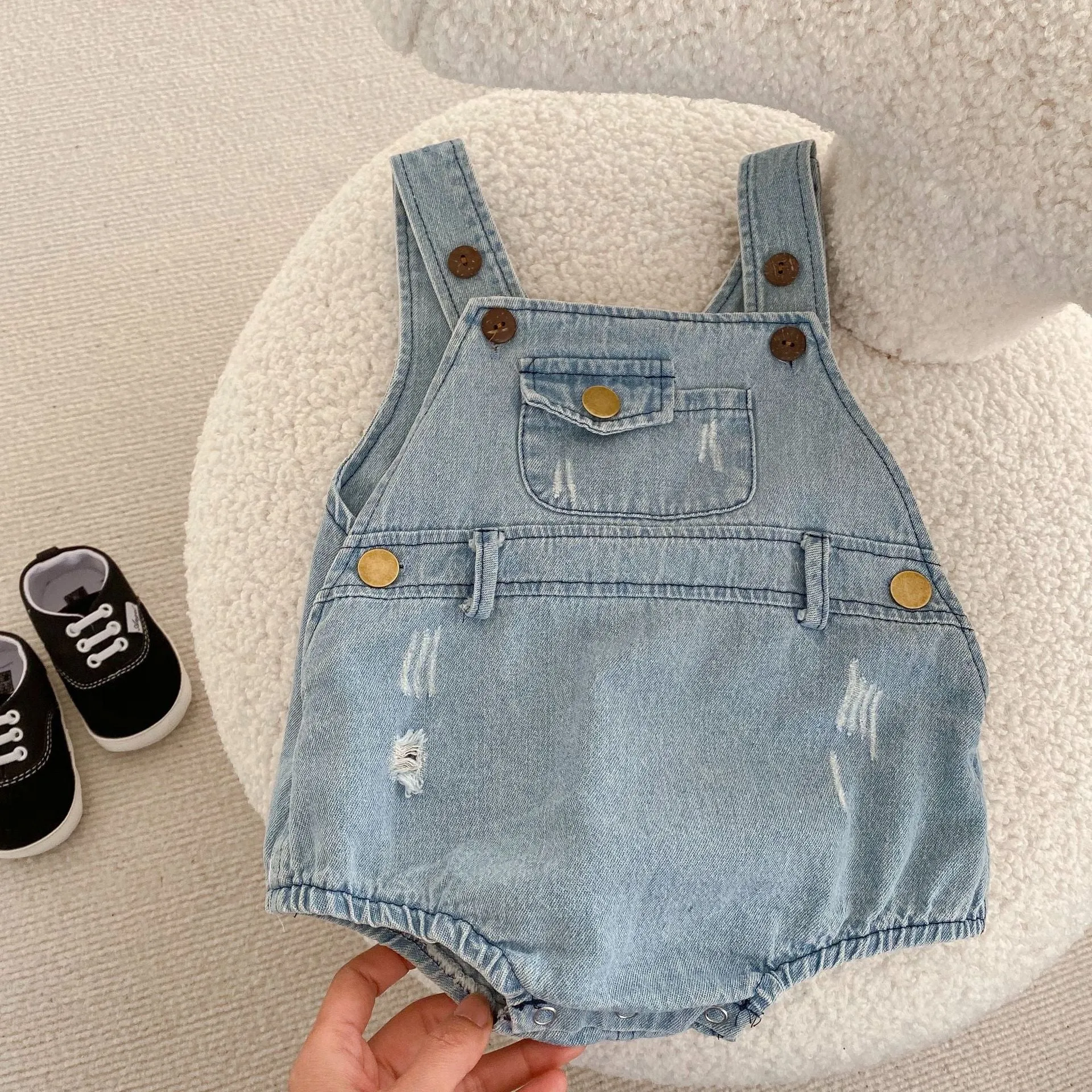 Baby Girls Striped T-Shirts And Ripped Rompers Wholesale 230228517