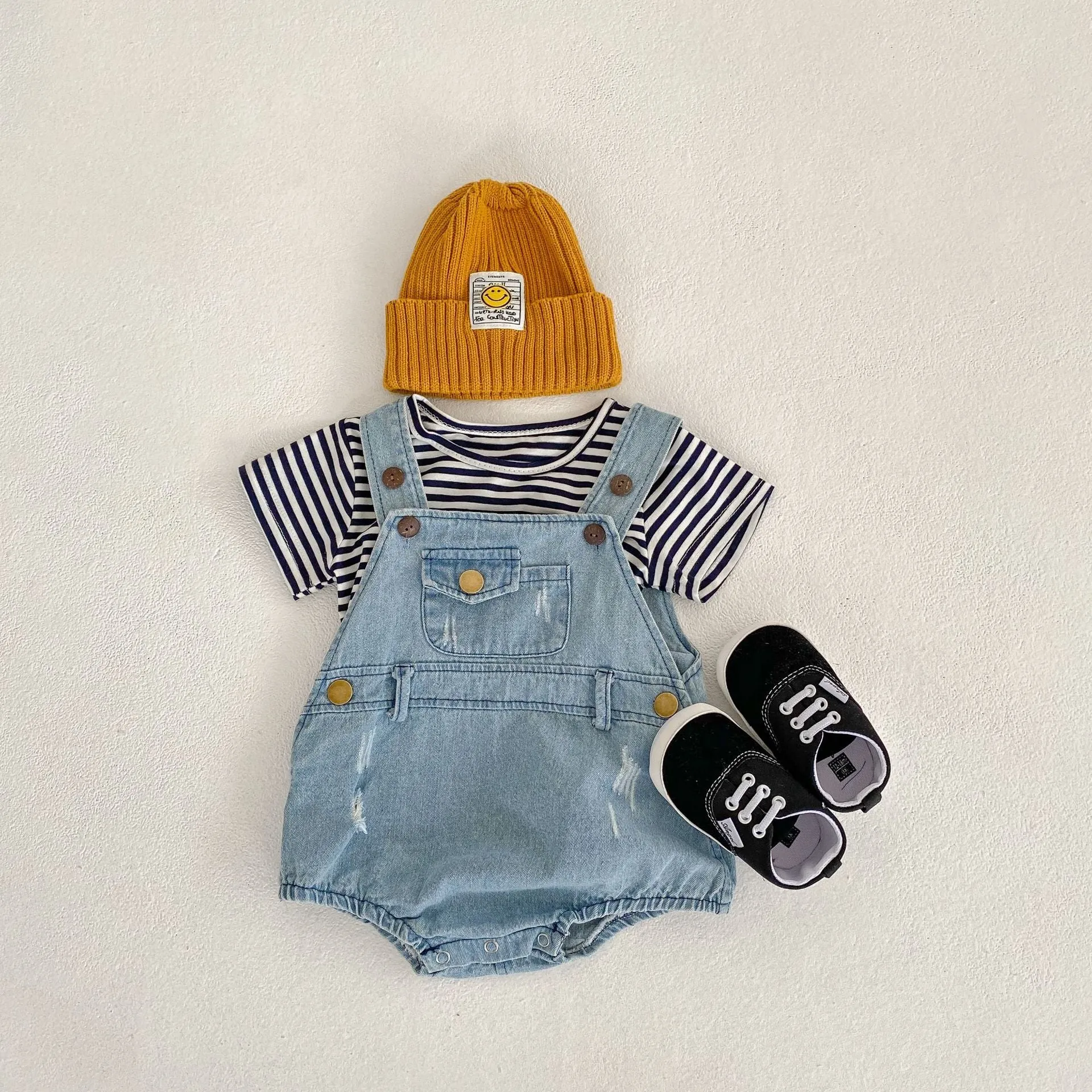 Baby Girls Striped T-Shirts And Ripped Rompers Wholesale 230228517