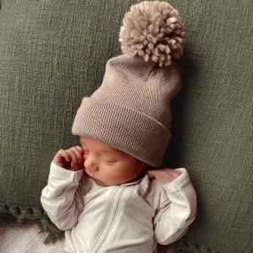Baby Hat - Tan Pom