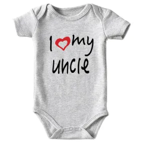 Baby Romper Love Uncle Grey