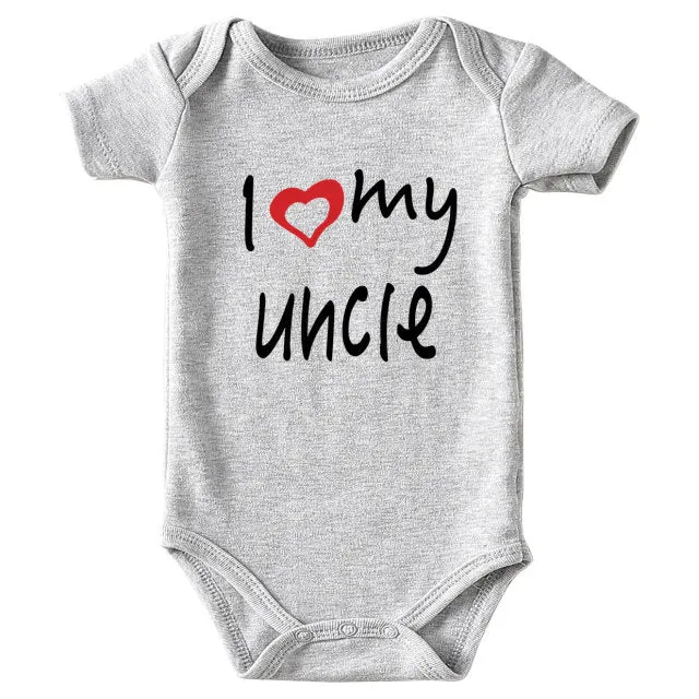 Baby Romper Love Uncle Grey