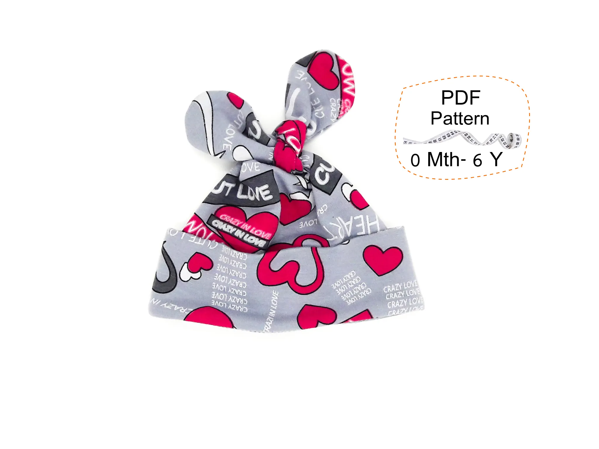Baby Top Knot Hats Sewing Patterns. Sizes NEWBORN - 6 YEARS