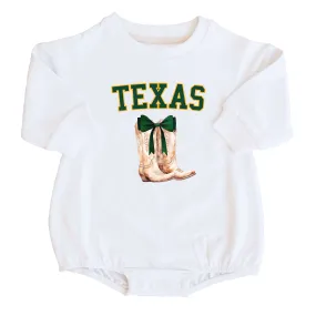 Baylor University | Footballs & Bows Graphic Sweatshirt Bubble Romper