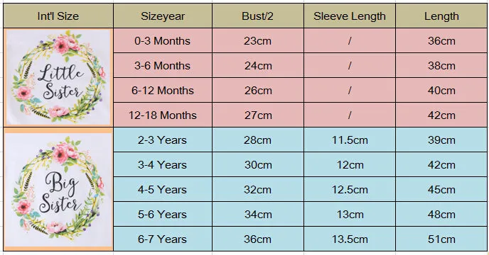 Big Sister Little Sister Matching Cotton Short Sleeve Bodysuit Baby Outfits