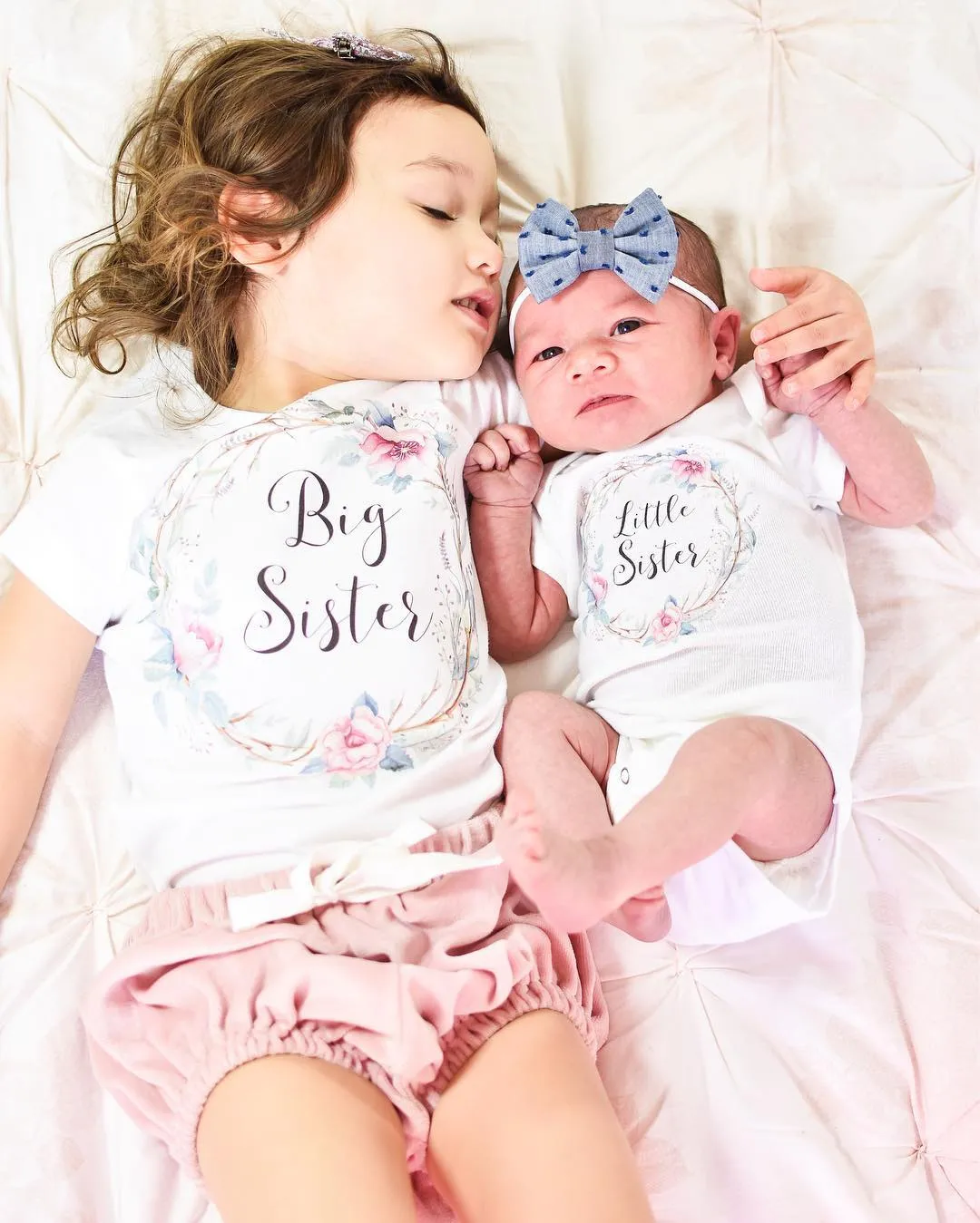 Big Sister Little Sister Matching Cotton Short Sleeve Bodysuit Baby Outfits