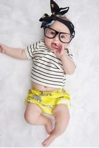 Black and White Stripes T Shirt   Yellow Shorts