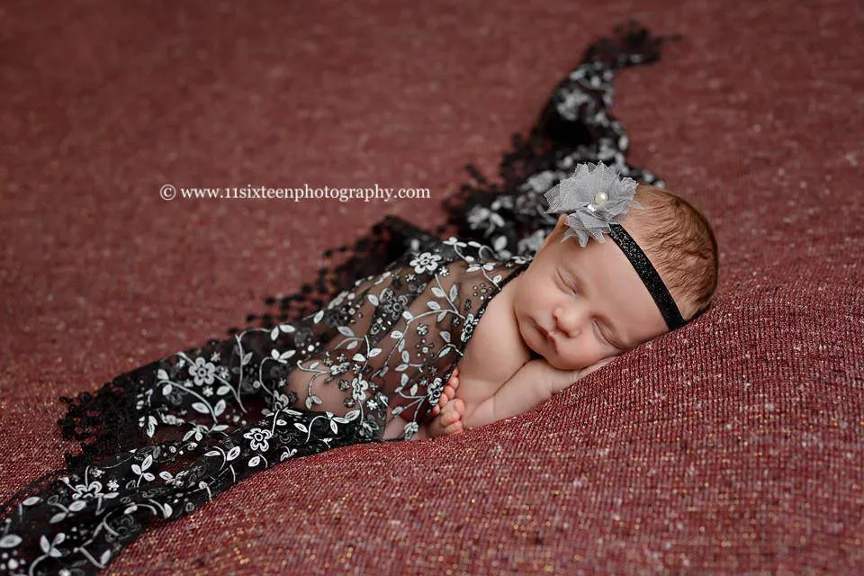 Black Tassels Lace Newborn Baby Wrap Layer