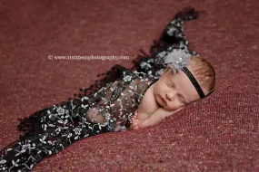 Black Tassels Lace Newborn Baby Wrap Layer
