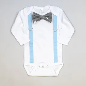 Blue Suspenders / Gray Bunnies Bowtie