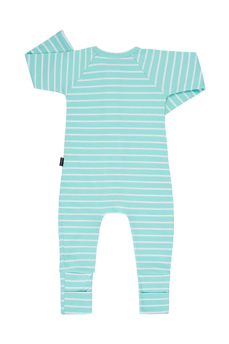 Bonds 2 Way Zip Wondersuit - Jasmint & White Stripe