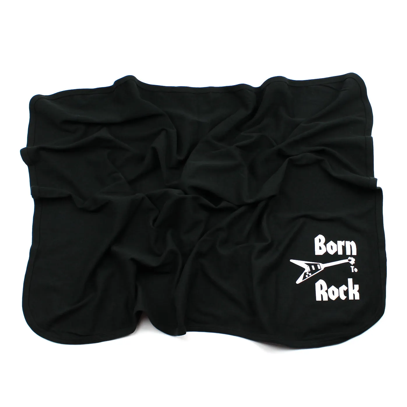 Born To Rock on Black Cotton Receiving Blanket
