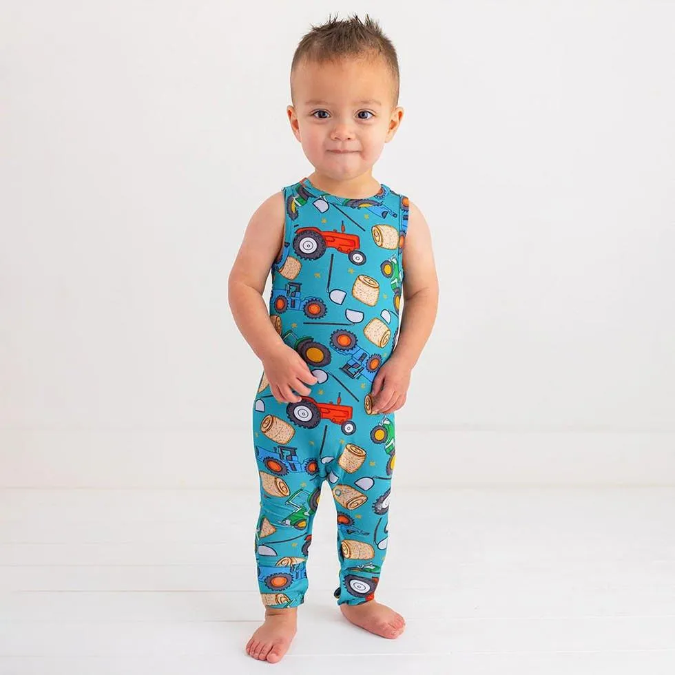Boy's Bamboo Basic Racerback Romper - Roberts (Trucks)