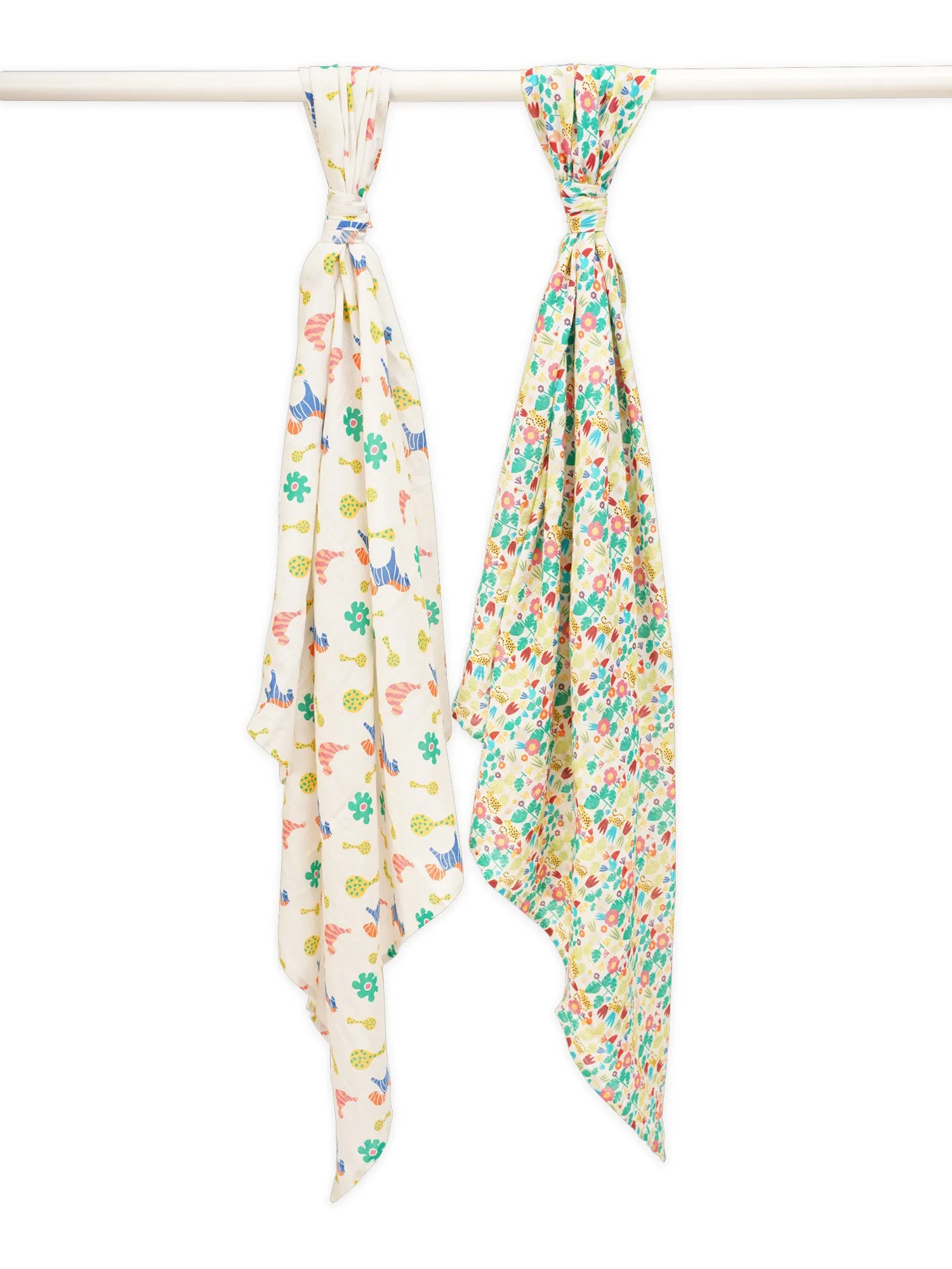 Colourful Dreams Cotton Muslin Swaddle Wrap for New Born (Pack of 2)