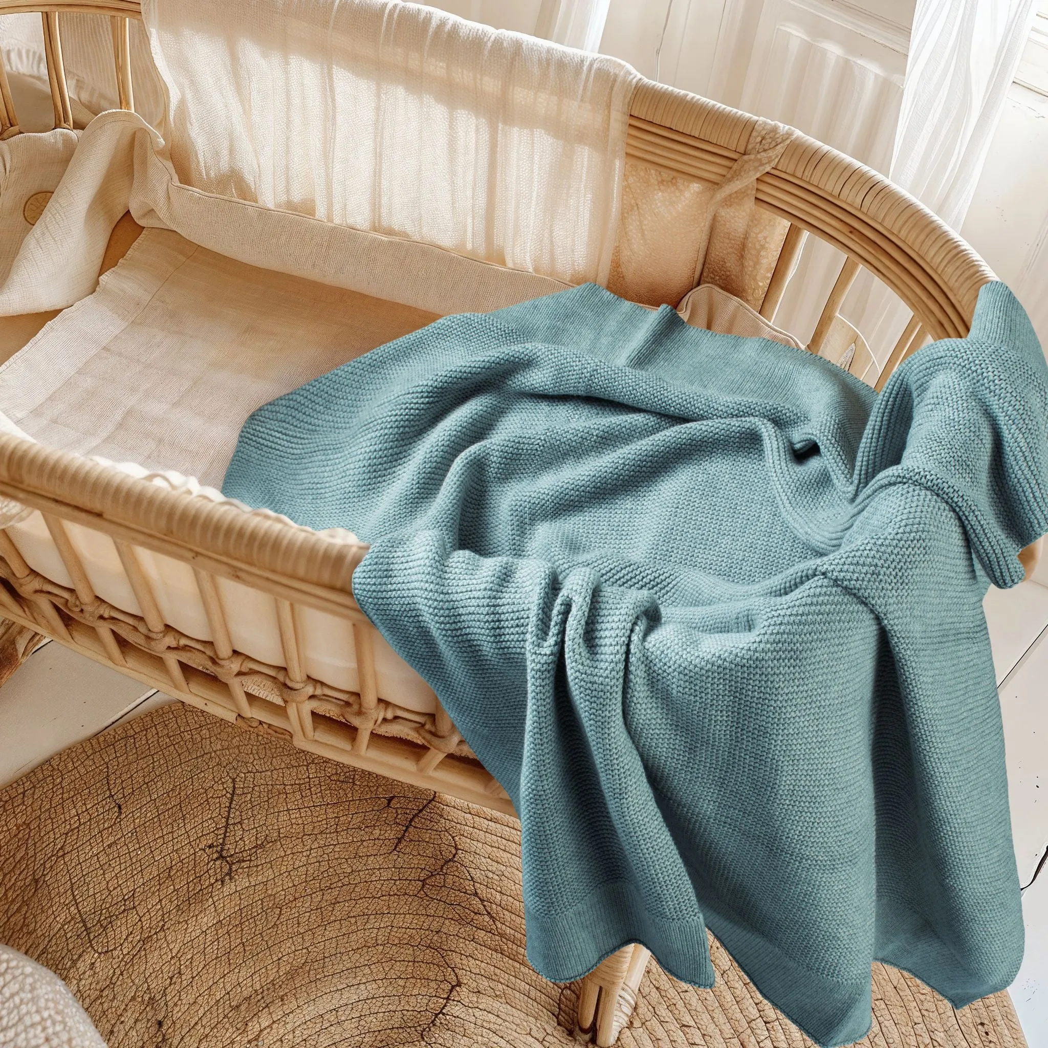 Cotton Classic Knit Baby Blanket | Mantis Green