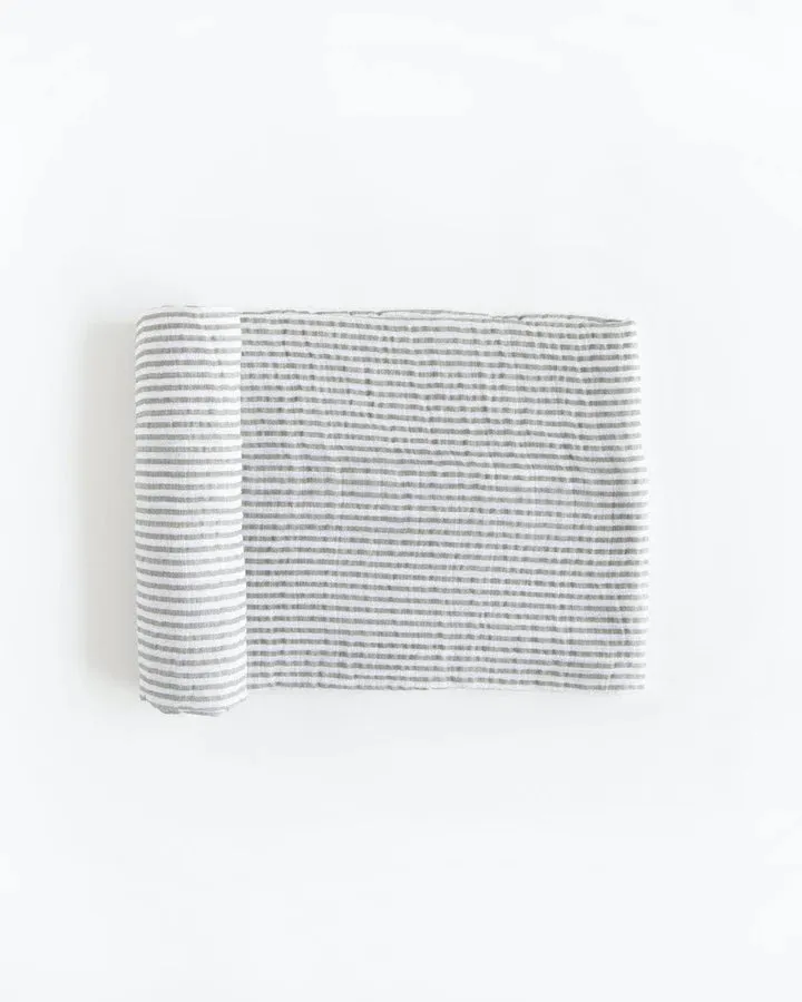 COTTON MUSLIN SWADDLE BLANKET - GREY STRIPE