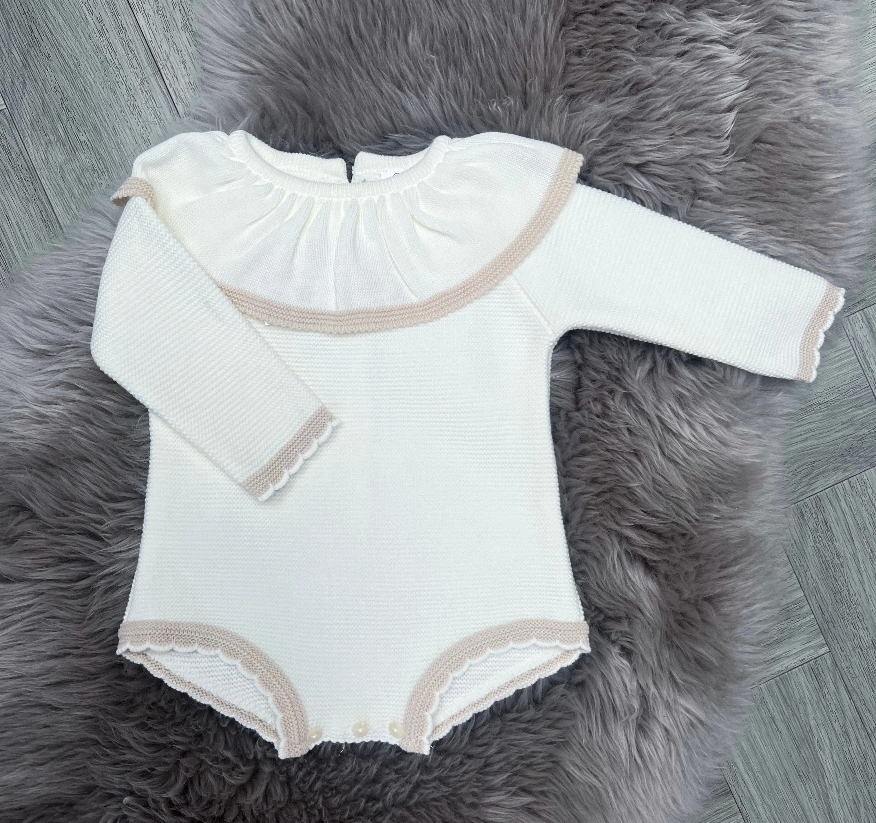 Cream With Beige Romper