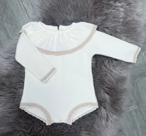 Cream With Beige Romper