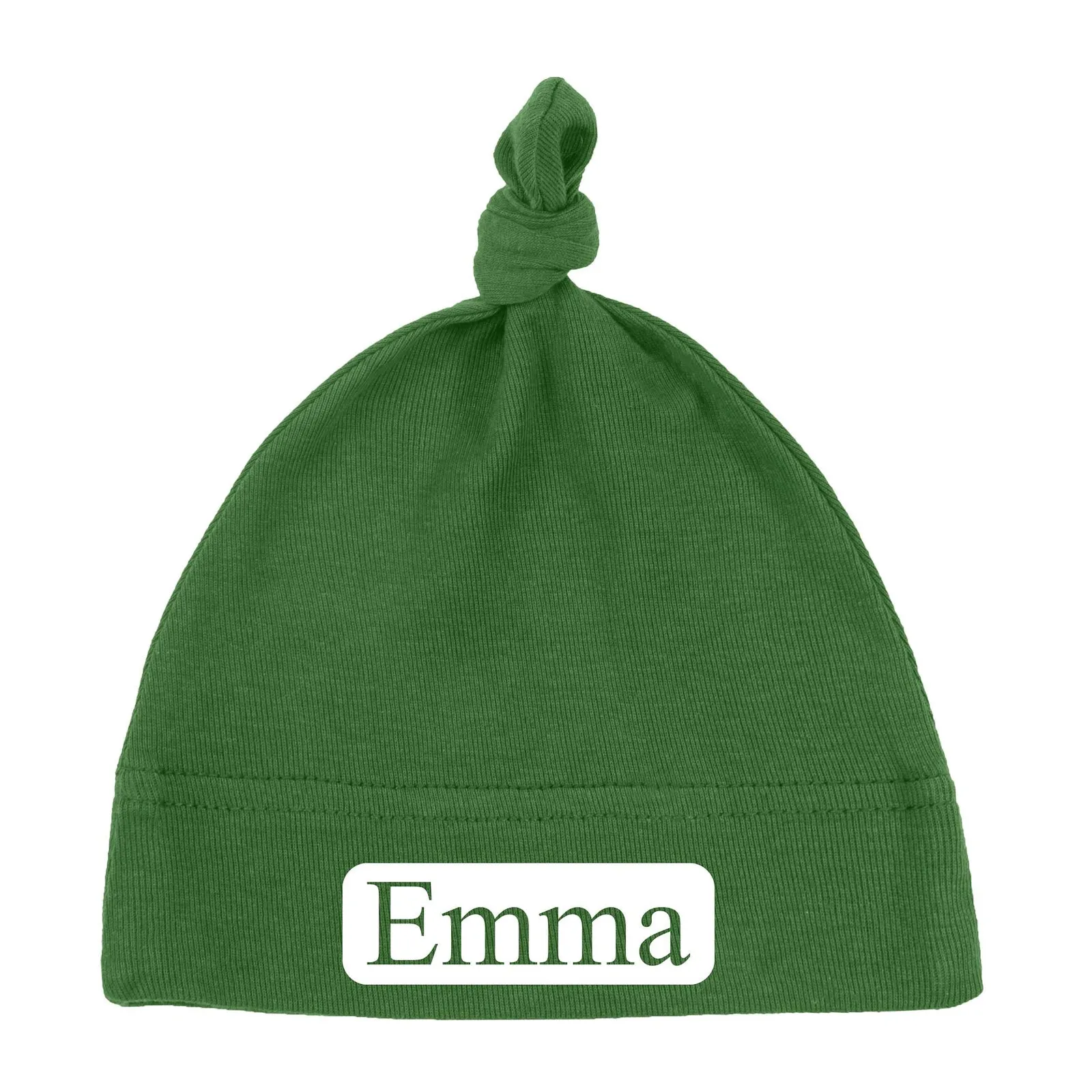 Custom Name (Text in Block) Baby Hat w/ Adjustable Top Knot