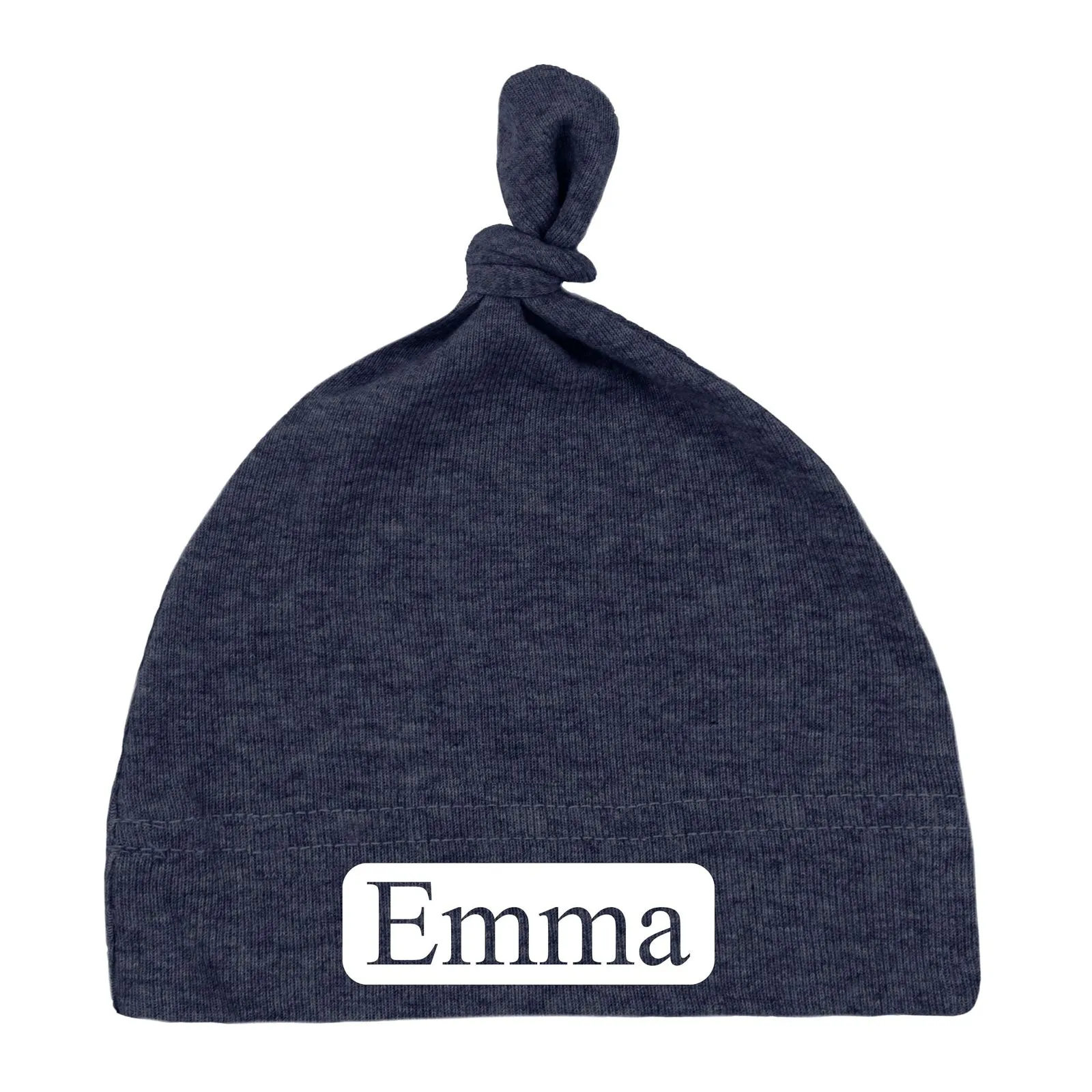 Custom Name (Text in Block) Baby Hat w/ Adjustable Top Knot
