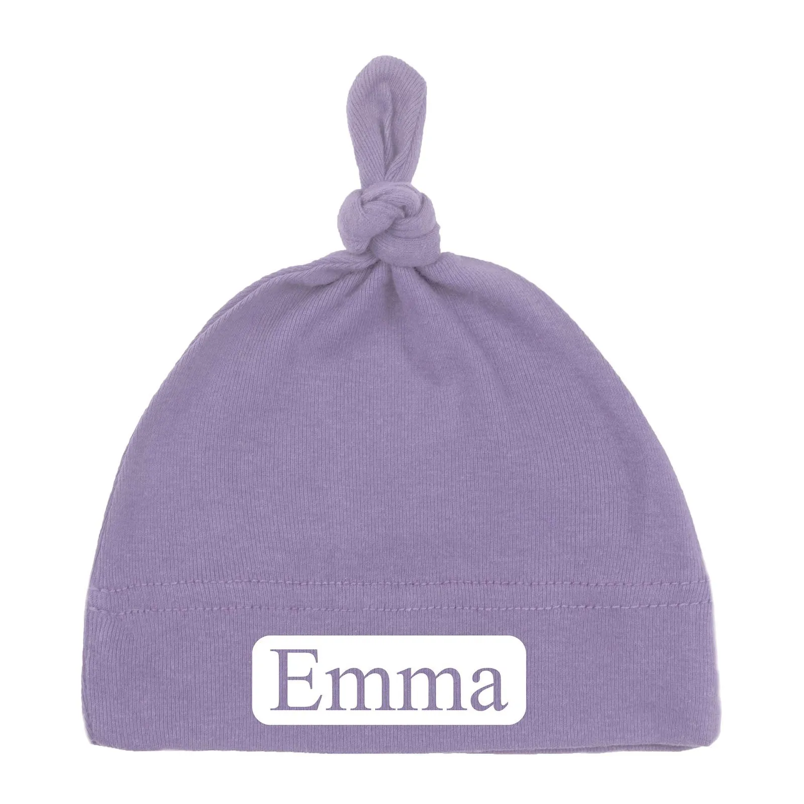 Custom Name (Text in Block) Baby Hat w/ Adjustable Top Knot