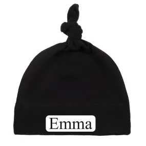 Custom Name (Text in Block) Baby Hat w/ Adjustable Top Knot