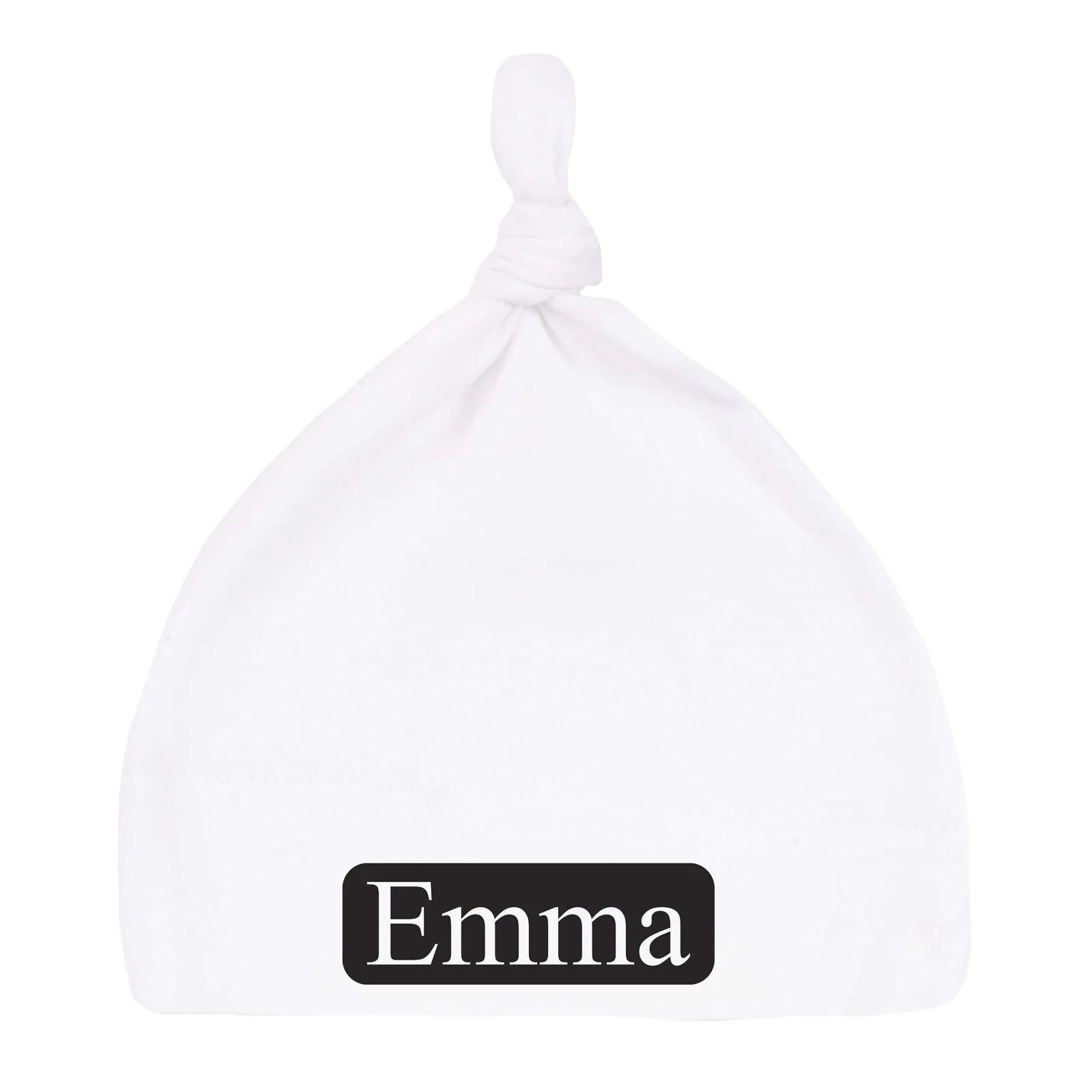 Custom Name (Text in Block) Baby Hat w/ Adjustable Top Knot