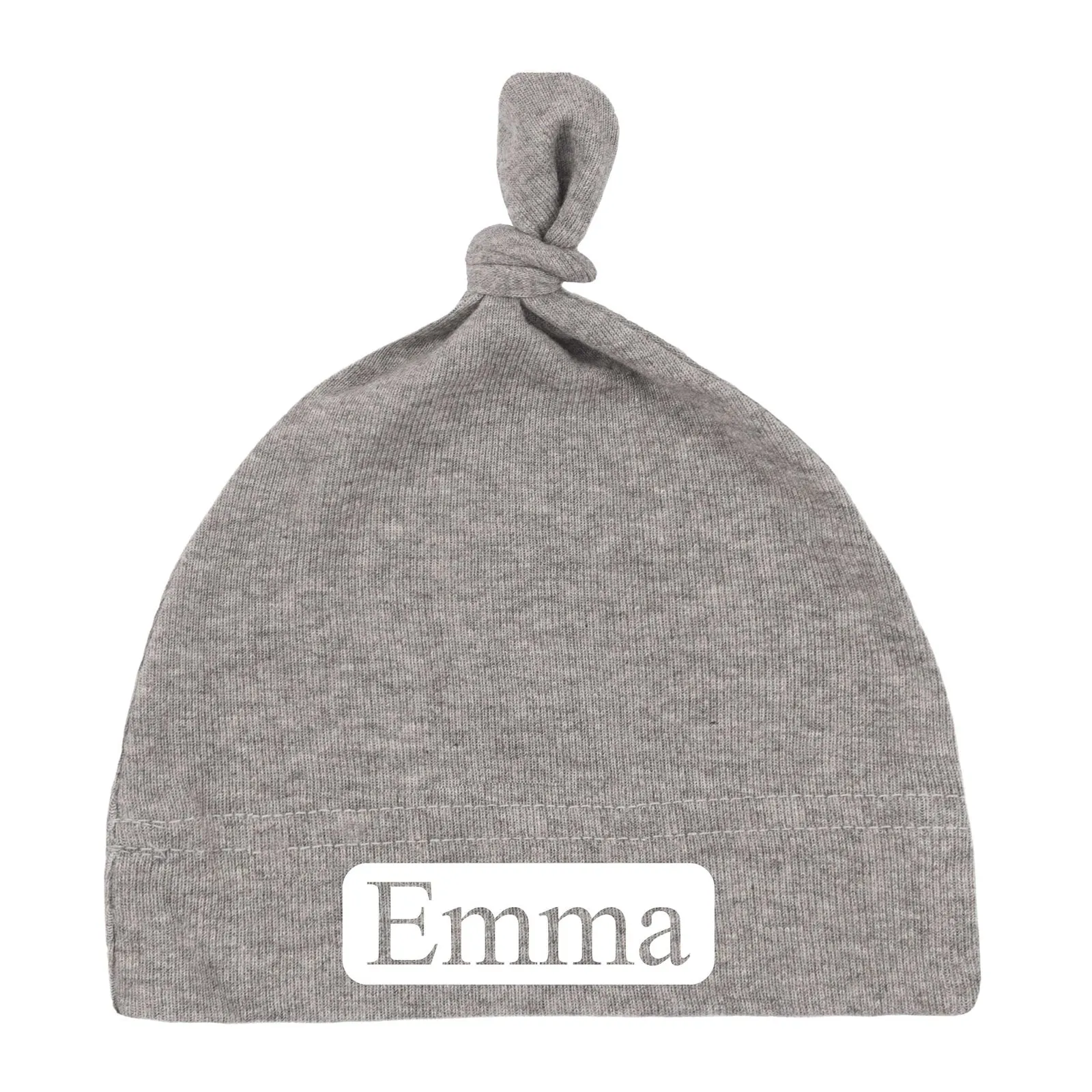 Custom Name (Text in Block) Baby Hat w/ Adjustable Top Knot