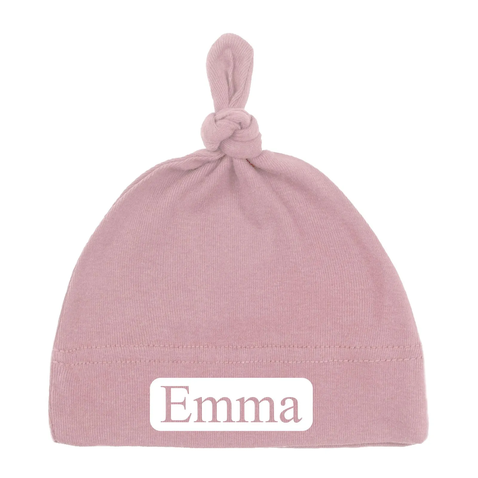 Custom Name (Text in Block) Baby Hat w/ Adjustable Top Knot