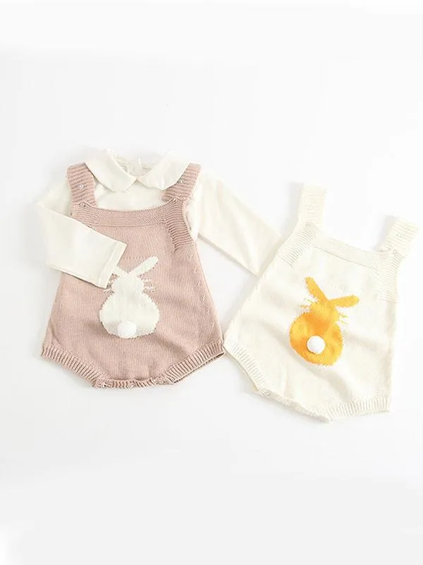 Cute Rabbit Romper Knitted Cotton Baby Suspender Jumpsuit Daily New