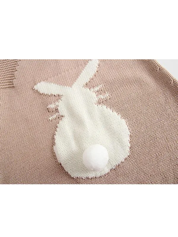 Cute Rabbit Romper Knitted Cotton Baby Suspender Jumpsuit Daily New