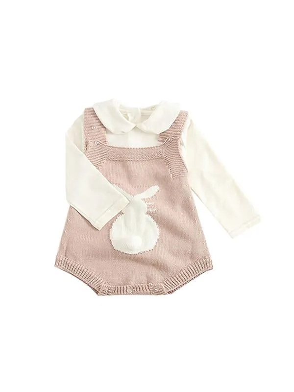 Cute Rabbit Romper Knitted Cotton Baby Suspender Jumpsuit Daily New