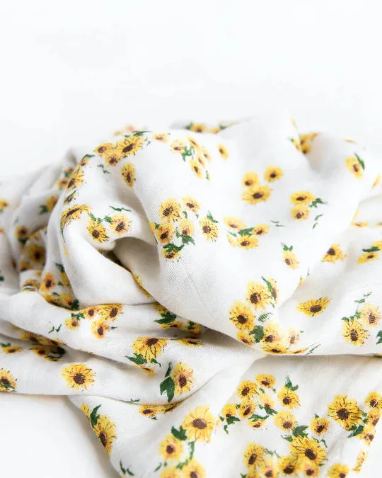 DELUXE MUSLIN SWADDLE BLANKET - DITSY SUNFLOWER