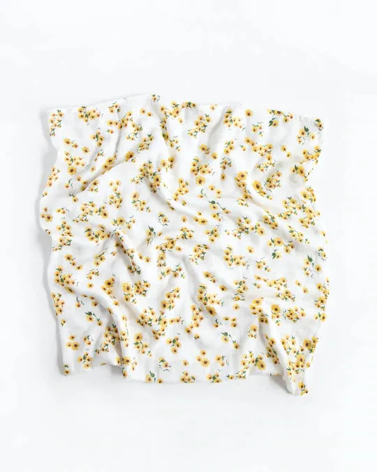 DELUXE MUSLIN SWADDLE BLANKET - DITSY SUNFLOWER